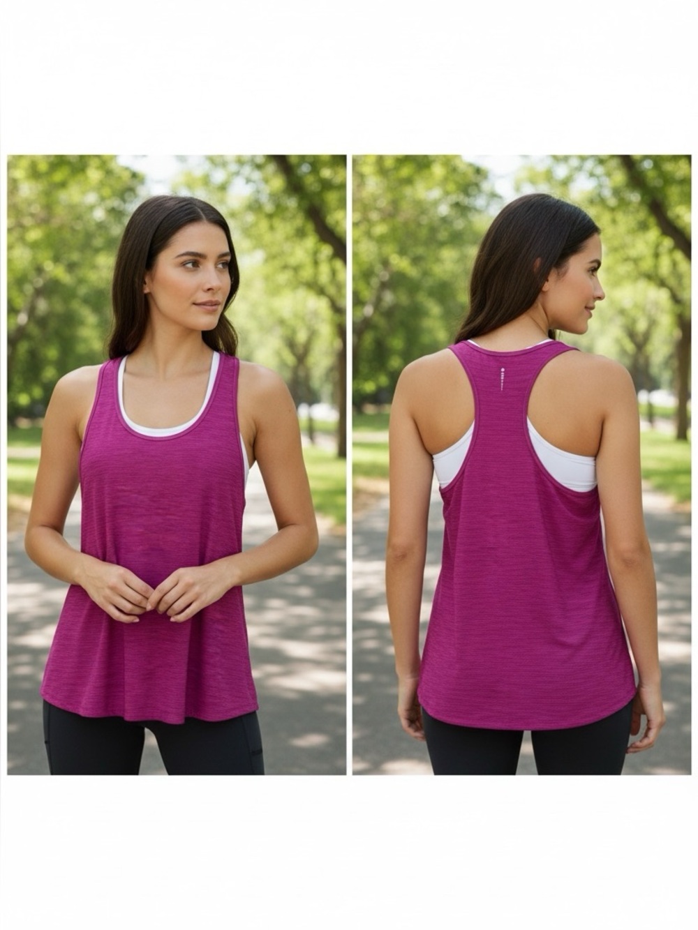 ATHLETIC WORKS Dri-More Fuschia Layering Top
